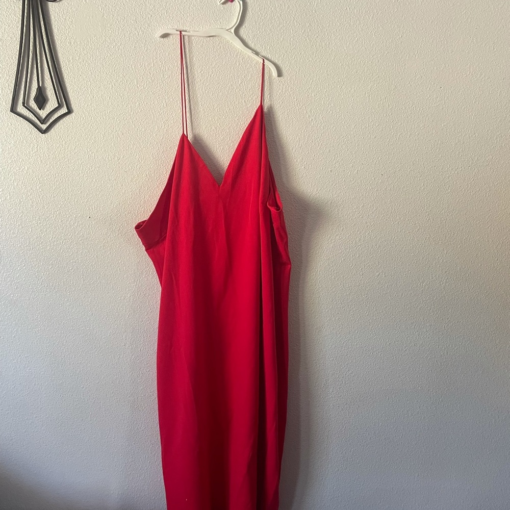 Red plus size asymmetrical dress